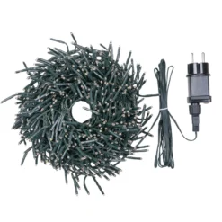 Catena Festone 15 m, 1000 miniled bianco caldo e bianco freddo, cavo verde