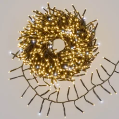 Catena Festone 15 m, 1000 miniled bianco caldo e bianco freddo, cavo verde
