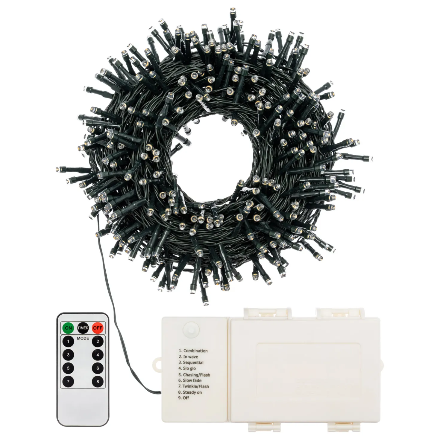 Catena luminosa a batteria, 500 led extra caldo