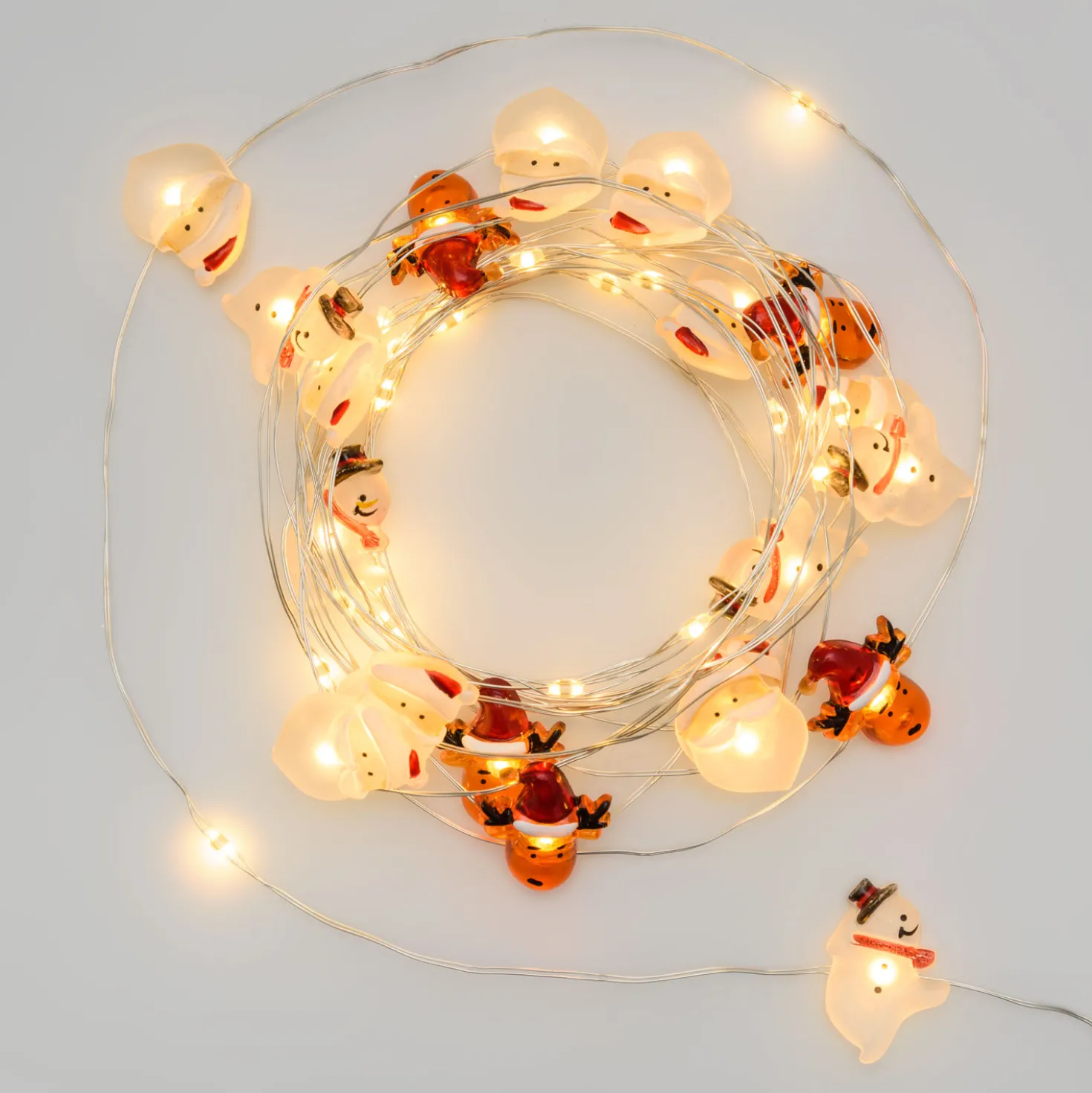 Catena luminosa con 40 decorazioni natalizie a batteria, led bianco caldo