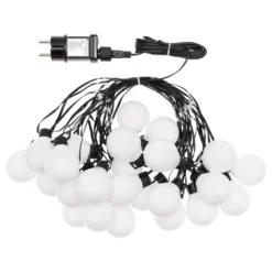 Catena 10 m con cavo illuminato, 25 lampadine bianche, led bianco caldo, cavo nero