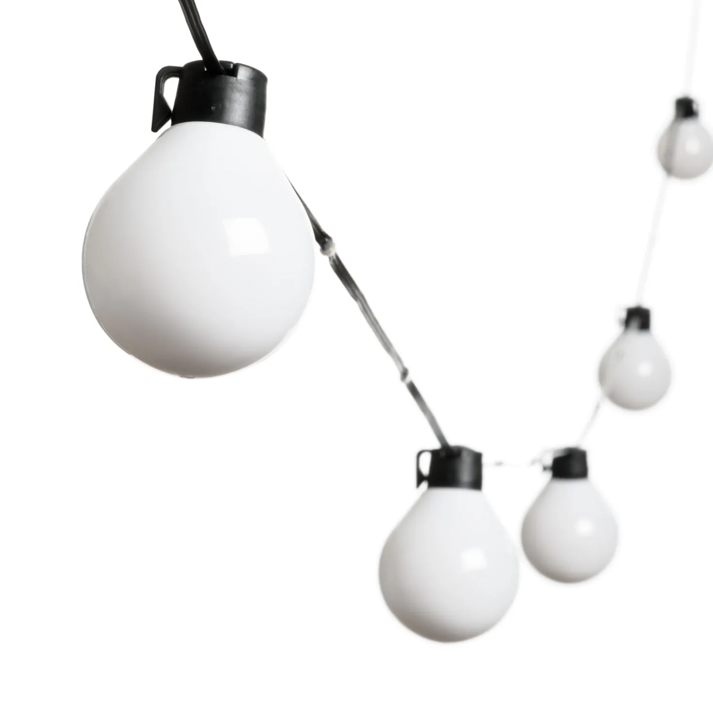 Catena 10 m con cavo illuminato, 25 lampadine bianche, led bianco caldo, cavo nero
