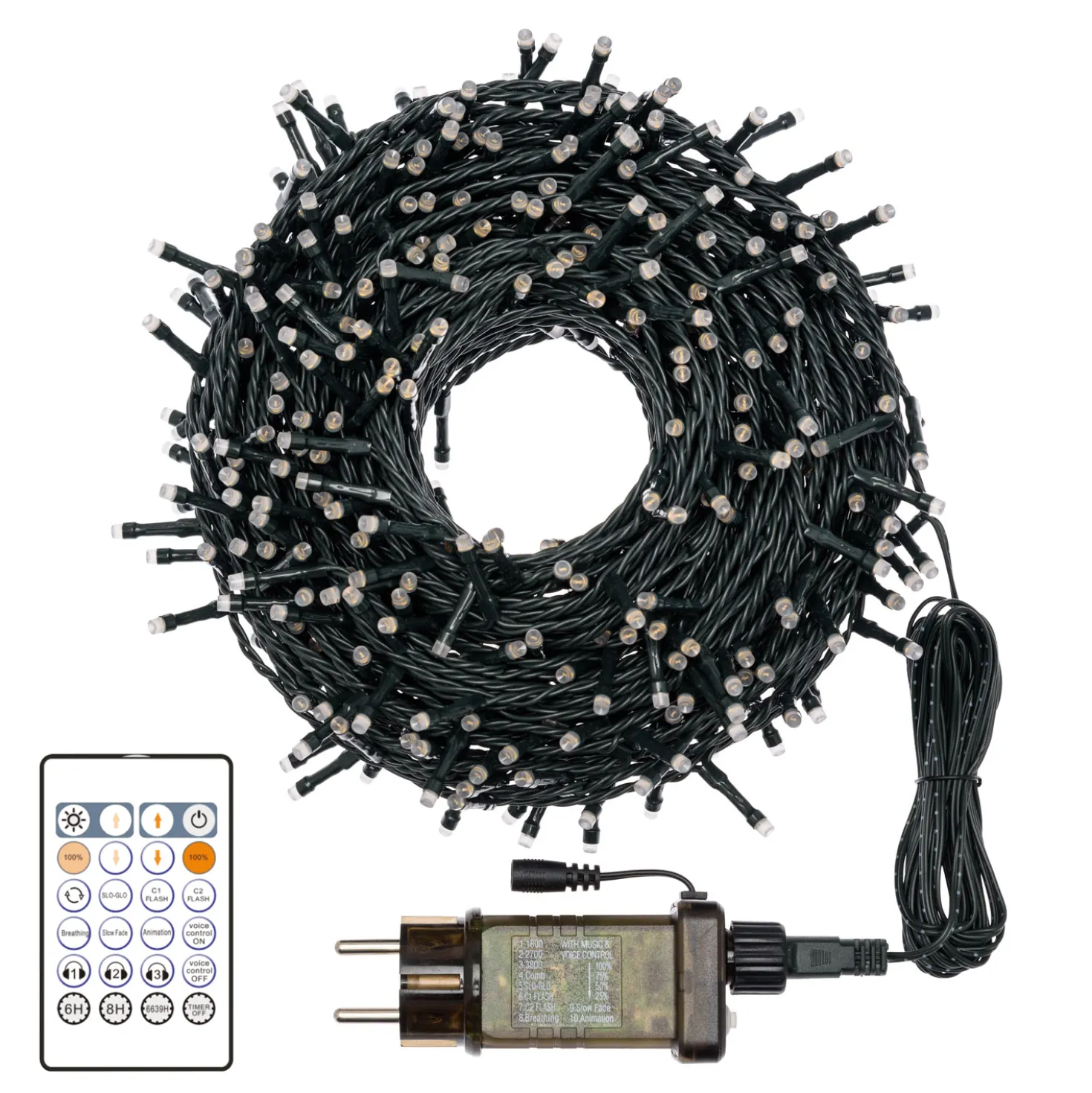 Catena 30 m, 500 Dual LED bianco caldo e bianco extra caldo