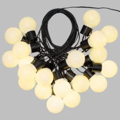 Catena 10 metri con 20 lampadine bianche Ø 50 mm, led bianco caldo