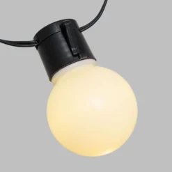 Catena 10 metri con 20 lampadine bianche Ø 50 mm, led bianco caldo