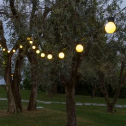 Catena 10 metri con 20 lampadine bianche Ø 50 mm, led bianco caldo