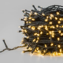 Catena 20 m, 400 flashled bianco caldo, cavo nero