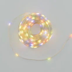 Catena 20 m, 200 Gocce di Luce Dual Color, led bianco caldo e multicolor, cavo trasparente