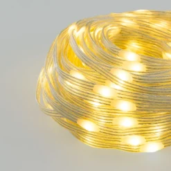 Catena 20 m, 200 Gocce di Luce Dual Color, led bianco caldo e multicolor, cavo trasparente