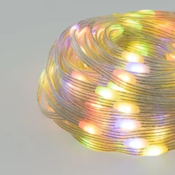 Catena 20 m, 200 Gocce di Luce Dual Color, led bianco caldo e multicolor, cavo trasparente