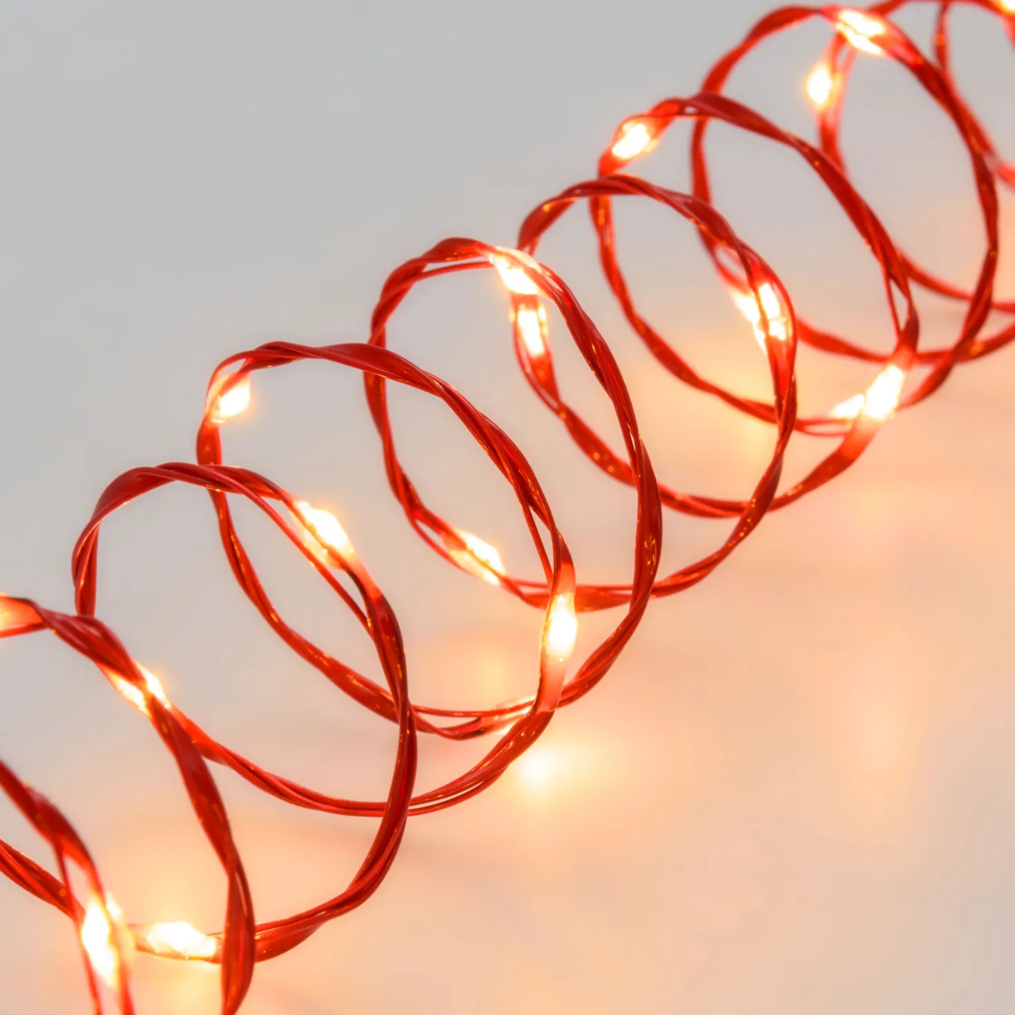 Catena MicroLED di 25 m, 500 microled bianco extra caldo, cavo rosso