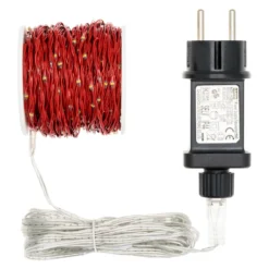 Catena MicroLED di 25 m, 500 microled bianco extra caldo, cavo rosso
