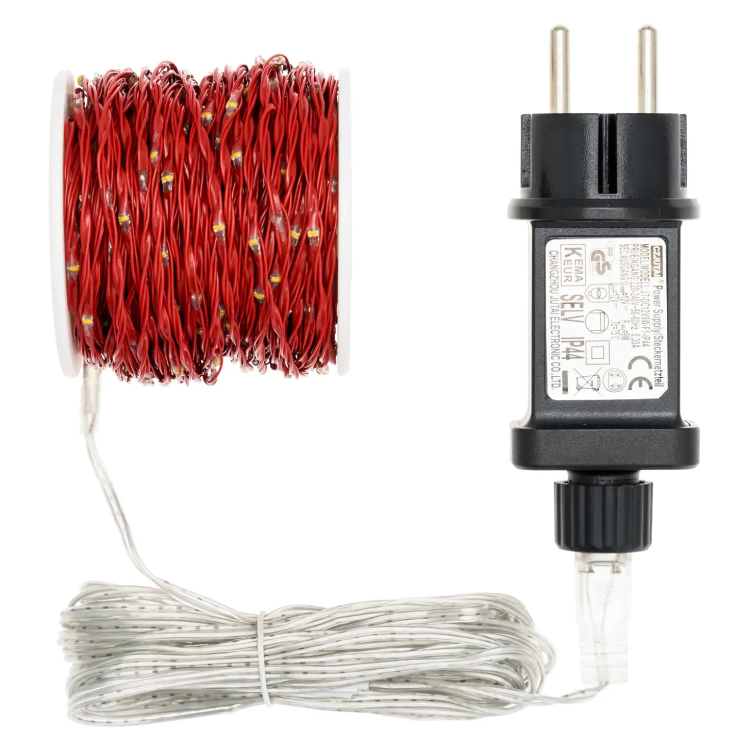 Catena MicroLED di 25 m, 500 microled bianco extra caldo, cavo rosso