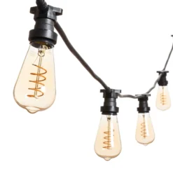 Catena 5 m, 5 lampadine Edison Ø 64 mm di 4 Watt, led a spirale, cavo nero, prolungabile