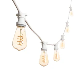 Catena 5 m, 16 lampadine Edison Ø 64 mm di 4 Watt, led a spirale, cavo bianco, prolungabile