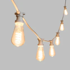 Catena 5 m, 16 lampadine Edison Ø 64 mm di 4 Watt, led a spirale, cavo bianco, prolungabile