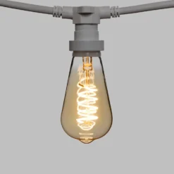 Catena 5 m, 5 lampadine Edison Ø 64 mm di 4 Watt, led a spirale, cavo bianco, prolungabile