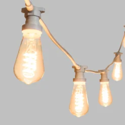 Catena 5 m, 5 lampadine Edison Ø 64 mm di 4 Watt, led a spirale, cavo bianco, prolungabile