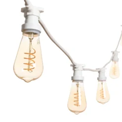 Catena 5 m, 5 lampadine Edison Ø 64 mm di 4 Watt, led a spirale, cavo bianco, prolungabile