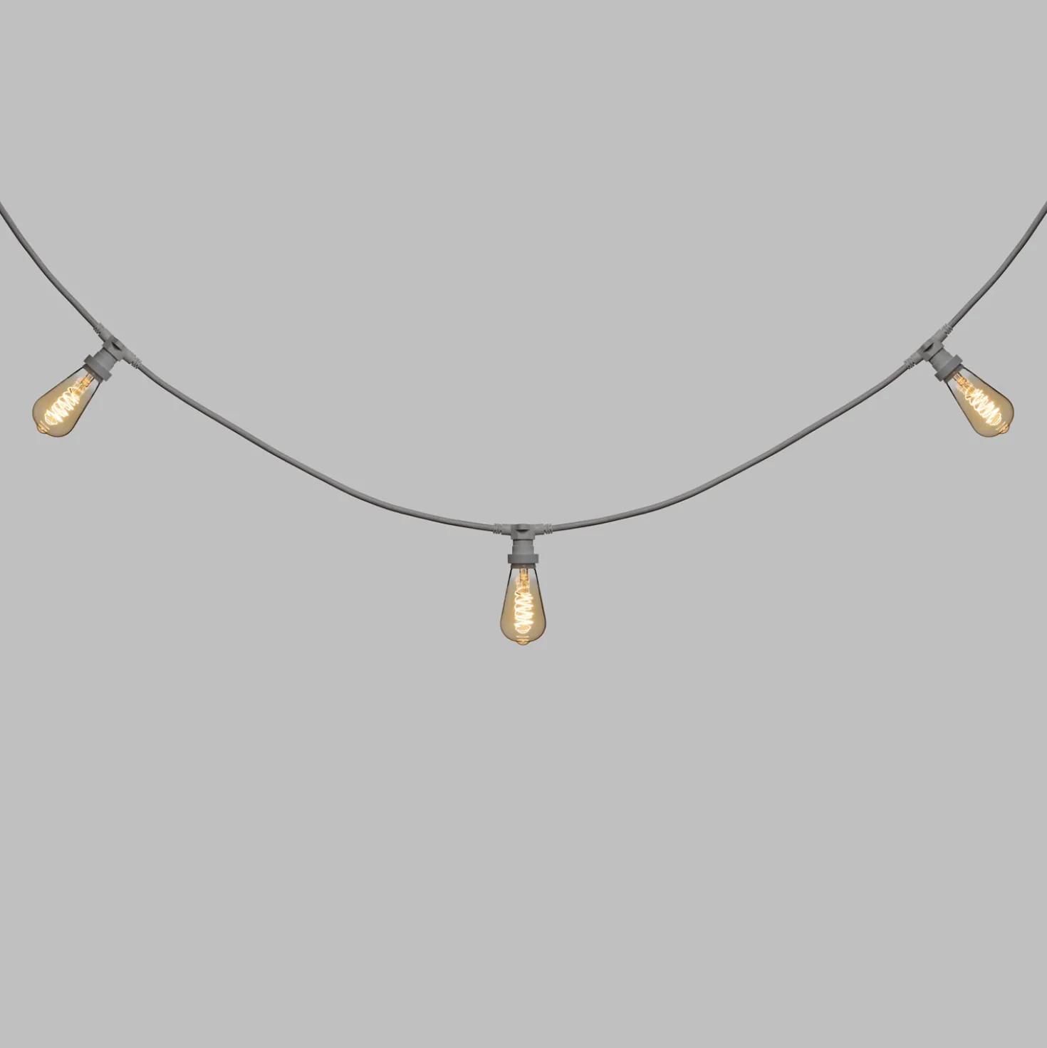Catena 5 m, 5 lampadine Edison Ø 64 mm di 4 Watt, led a spirale, cavo bianco, prolungabile