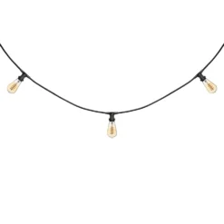 Catena 5 m, 8 lampadine Edison Ø 64 mm di 4 Watt, led a spirale, cavo nero, prolungabile