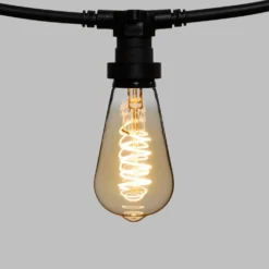 Catena 5 m, 8 lampadine Edison Ø 64 mm di 4 Watt, led a spirale, cavo nero, prolungabile