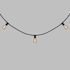 Catena 5 m, 16 lampadine Edison Ø 64 mm di 4 Watt, led a spirale, cavo nero, prolungabile