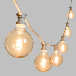Catena 5 m, 8 lampadine globo Ø 125 mm di 4 Watt, led a spirale, cavo bianco, prolungabile