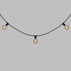 Catena 5 m, 16 lampadine globo Ø 95 mm di 4 Watt, led a spirale, cavo nero, prolungabile