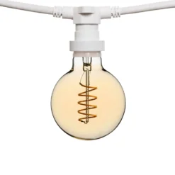 Catena 5 m, 16 lampadine globo Ø 95 mm di 4 Watt, led a spirale, cavo bianco, prolungabile