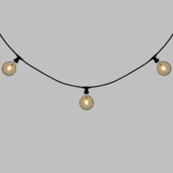 Catena 5 m, 5 lampadine globo Ø 125 mm di 4 Watt led, cavo nero, prolungabile