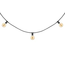 Catena 5 m, 5 lampadine globo Ø 95 mm di 4 Watt, led a spirale, cavo nero, prolungabile