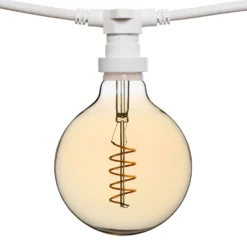 Catena 5 m, 5 lampadine globo Ø 125 mm di 4 Watt, led a spirale, cavo bianco, prolungabile