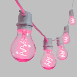 Catena 5 m, 10 lampadine goccia Ø 60 mm, led rosa a spirale, prolungabile