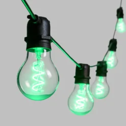 Catena 5 m, 10 lampadine goccia Ø 60 mm, led verde a spirale, prolungabile