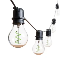 Catena 5 m, 10 lampadine goccia Ø 60 mm, led verde a spirale, prolungabile