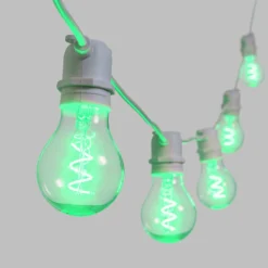 Catena 5 m, 10 lampadine goccia Ø 60 mm, led verde a spirale, prolungabile