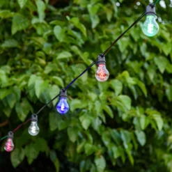 Catena 5 m, 10 lampadine goccia Ø 60 mm, led multicolor a spirale, prolungabile