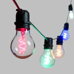 Catena 5 m, 10 lampadine goccia Ø 60 mm, led multicolor a spirale, prolungabile