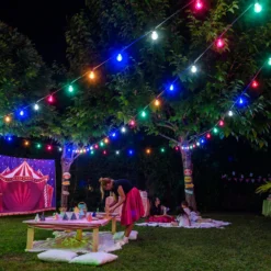 Catena 5 m, 10 lampadine goccia Ø 60 mm, led multicolor a spirale, prolungabile