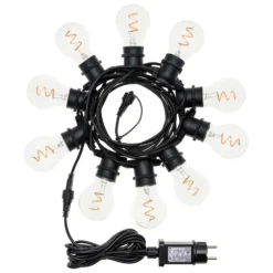 Catena 5 m, 10 lampadine goccia Ø 60 mm, led bianco caldo a spirale, prolungabile