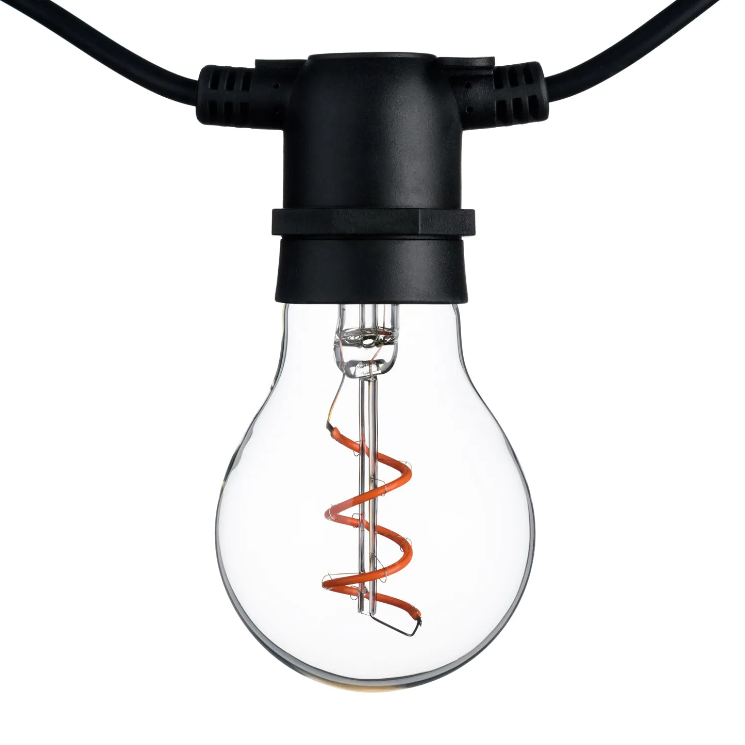 Catena 5 m, 10 lampadine goccia Ø 60 mm, led rosso a spirale, prolungabile