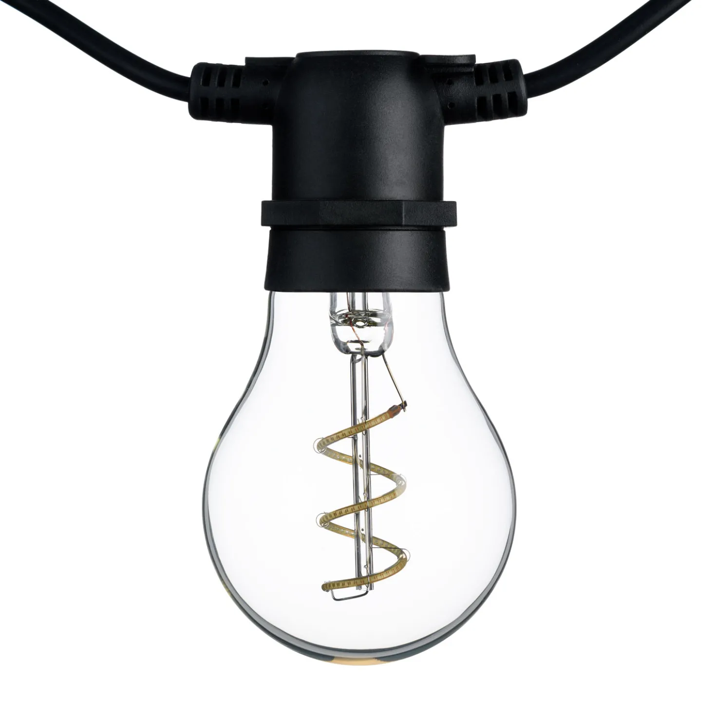 Catena 5 m, 10 lampadine goccia Ø 60 mm, led blu a spirale, prolungabile