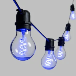 Catena 5 m, 10 lampadine goccia Ø 60 mm, led blu a spirale, prolungabile