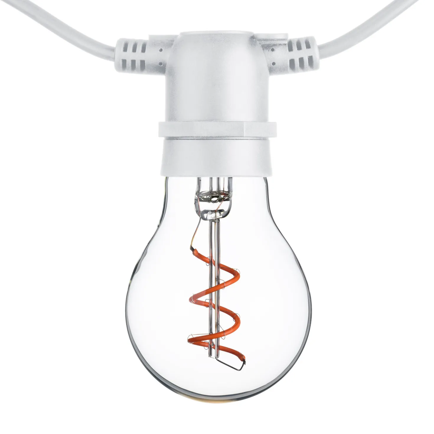 Catena 5 m, 10 lampadine goccia Ø 60 mm, led rosso a spirale, prolungabile