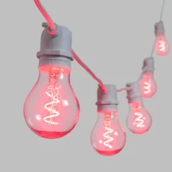 Catena 5 m, 10 lampadine goccia Ø 60 mm, led rosso a spirale, prolungabile