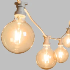 Catena 5 m, 5 lampadine led a globo Ø 125 mm di 4 Watt, cavo bianco, prolungabile