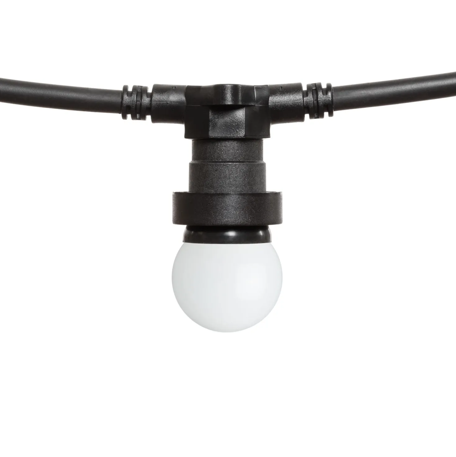 Catena 5 m, 5 lampadine led a globo Ø 45 mm di 1,2 Watt, cavo nero, prolungabile