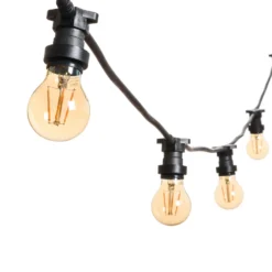 Catena 5 m, 5 lampadine led a goccia Ø 60 mm di 4 Watt, dimmerabili, cavo nero, prolungabile