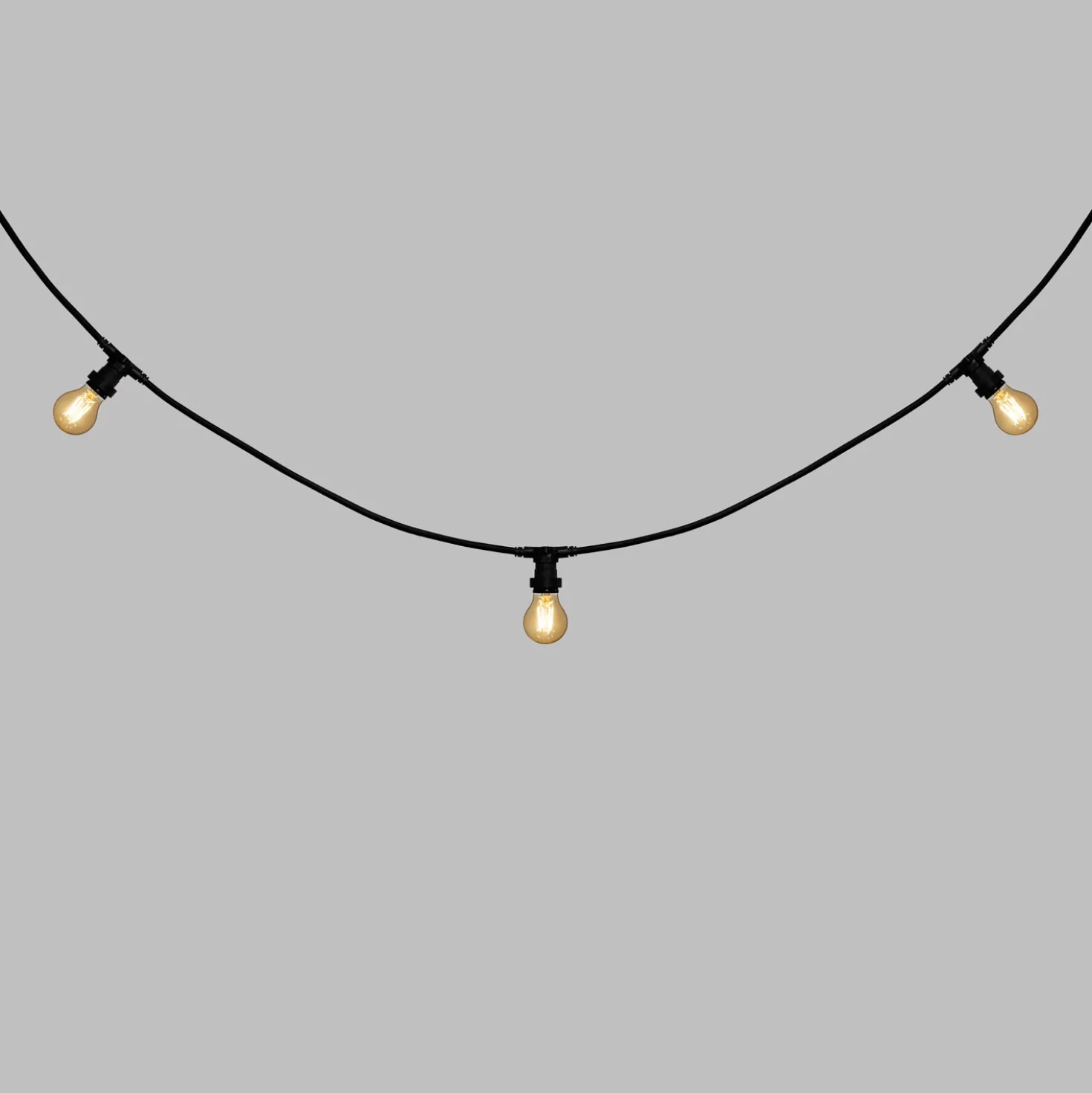 Catena 5 m, 16 lampadine led a goccia Ø 60 mm di 2 Watt, cavo nero, prolungabile